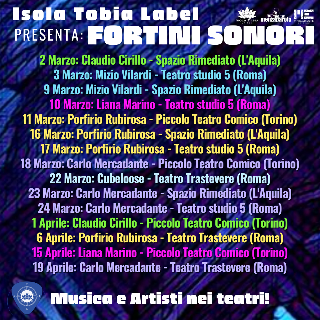 Isola tobia label presenta “fortini sonori”, gli artisti dell’etichetta in tour nei teatri